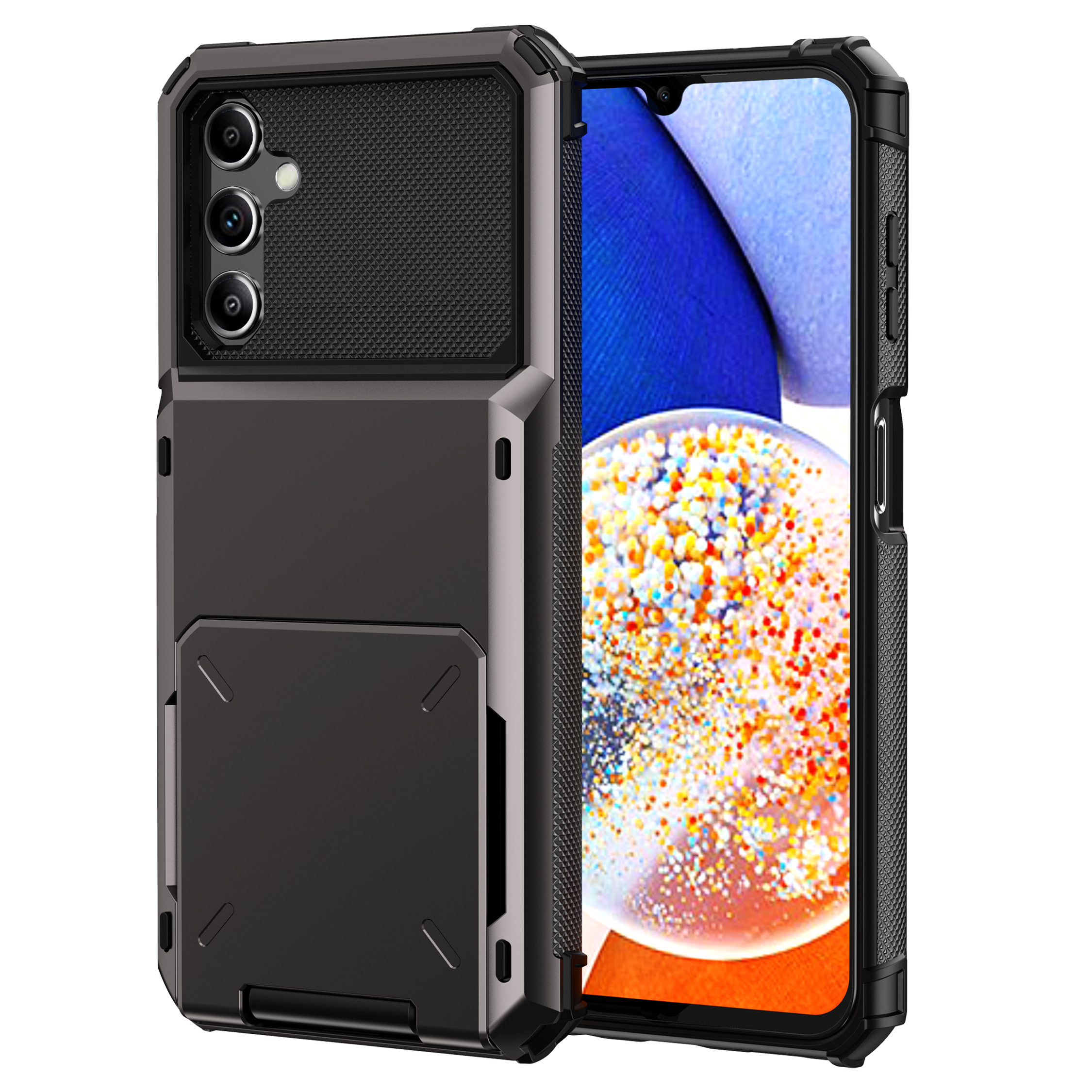 

Для Samsung Galaxy A14 5G Phone Flip Holder Anti-fall TPU + PC Phone Case Case Shell Shell - Черный, Galaxy A14 5G
