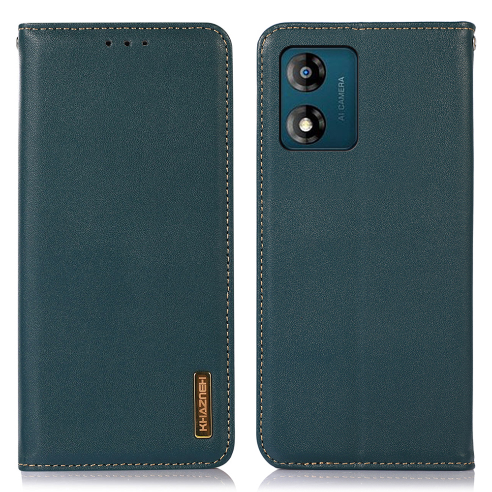 

Khazneh Telefonhülle Für Motorola Moto E13 4G, Nappa Textur Echtes Kuhläppchen -leder -telefon Brieftaschenabdeckständer - Grün, Motorola Moto E13 4G