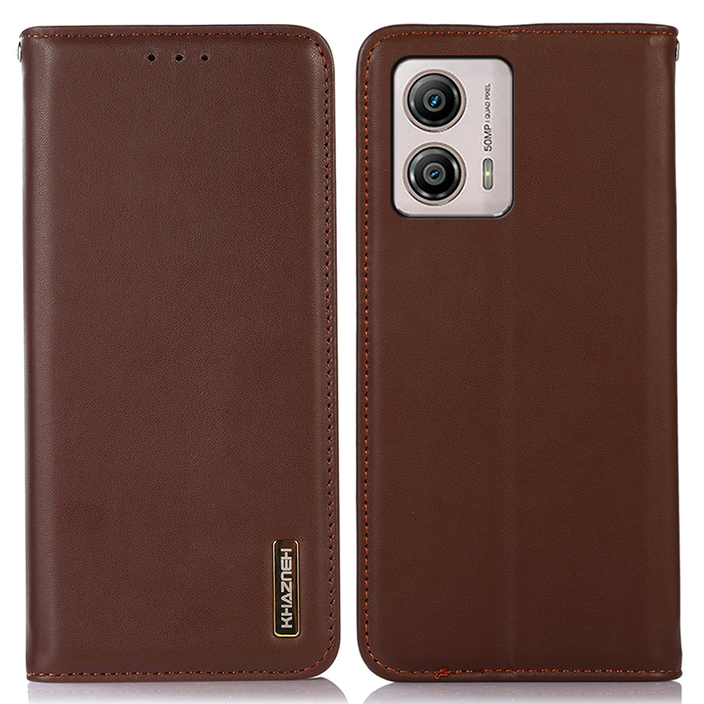 

Khazneh Für Motorola Moto G53 5G Nappa Textur Stoßdichter Telefonhülle Echtes Kowide Leder Flip Brieftasche Abdeckständer - Braun, Motorola Moto G53 5G