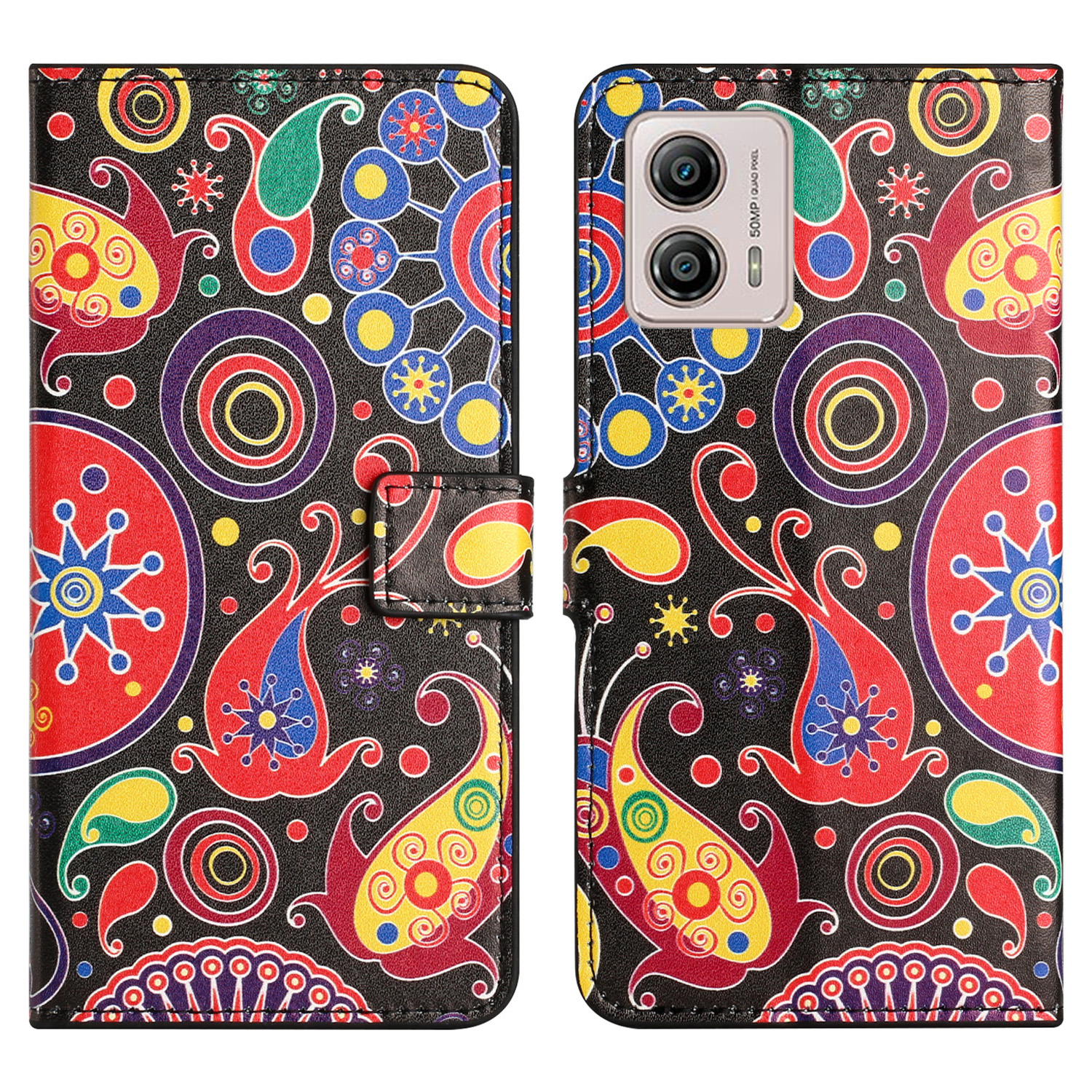 

Für Motorola Moto G73 5G PU Leder Telefon Brieftaschen -hülle Musterdruckständer Handyabdeckung - Qualle, Motorola Moto G73 5G