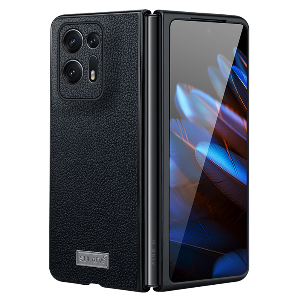 

Sulada Elektroplierendes Telefongehäuse Für Oppo Find N2 5g, Slim Fit PU Lederbeschichtete PC + TPU Hybrid -schutzabdeckung - Schwarz, Oppo Find N2 5G