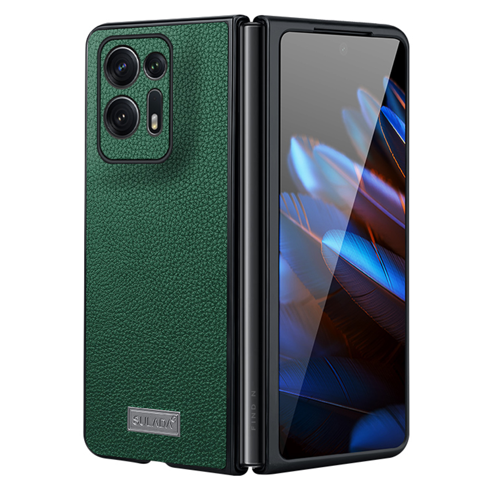 

Sulada Elektroplierendes Telefongehäuse Für Oppo Find N2 5g, Slim Fit PU Lederbeschichtete PC + TPU Hybrid -schutzabdeckung - Mitternacht Grün, Oppo Find N2 5G