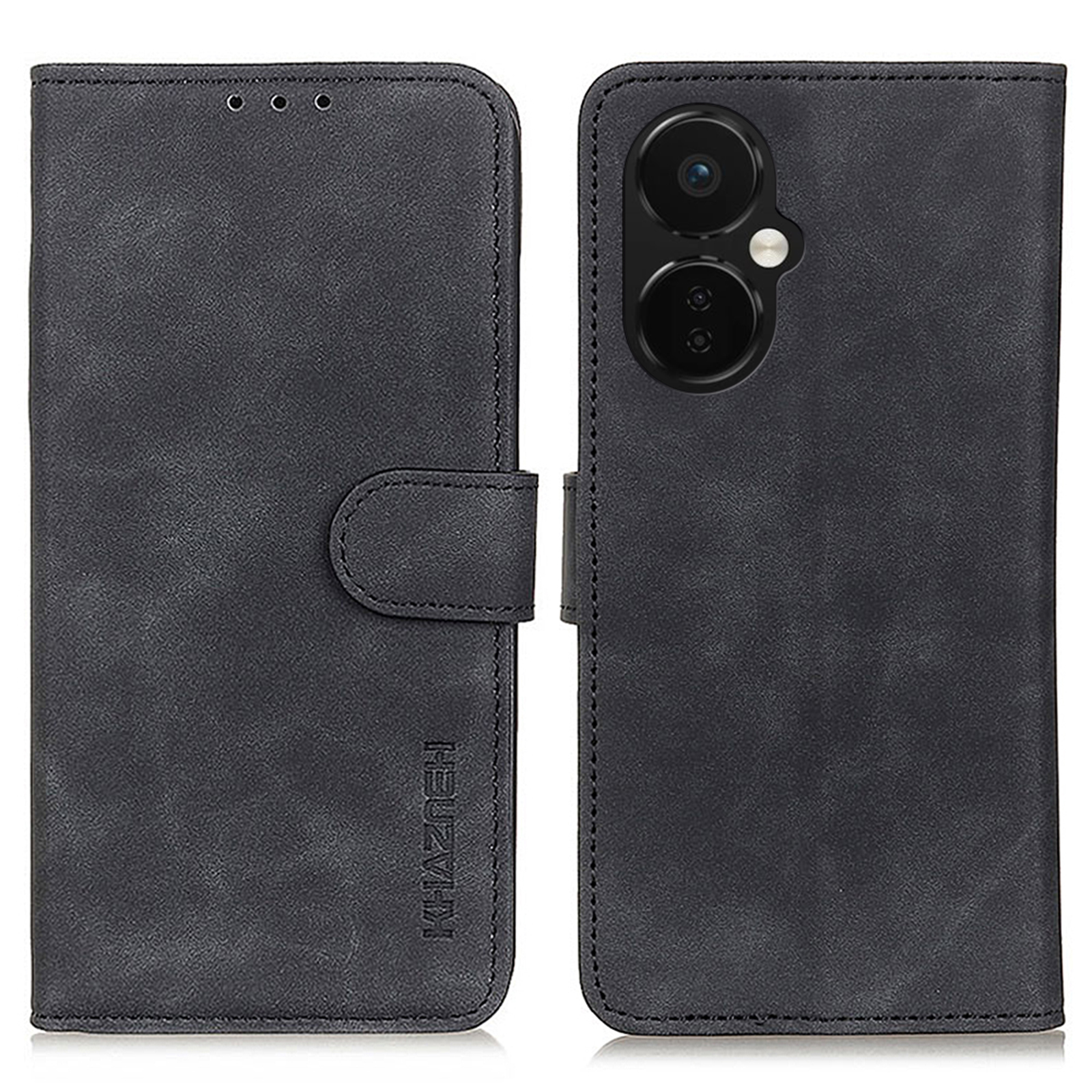 

Khazneh Für OnePlus Nord CE 3 5G Telefon Brieftasche Retro Textur PU Lederstand Handyabdeckung - Schwarz, OnePlus Nord CE 3 Lite 5G