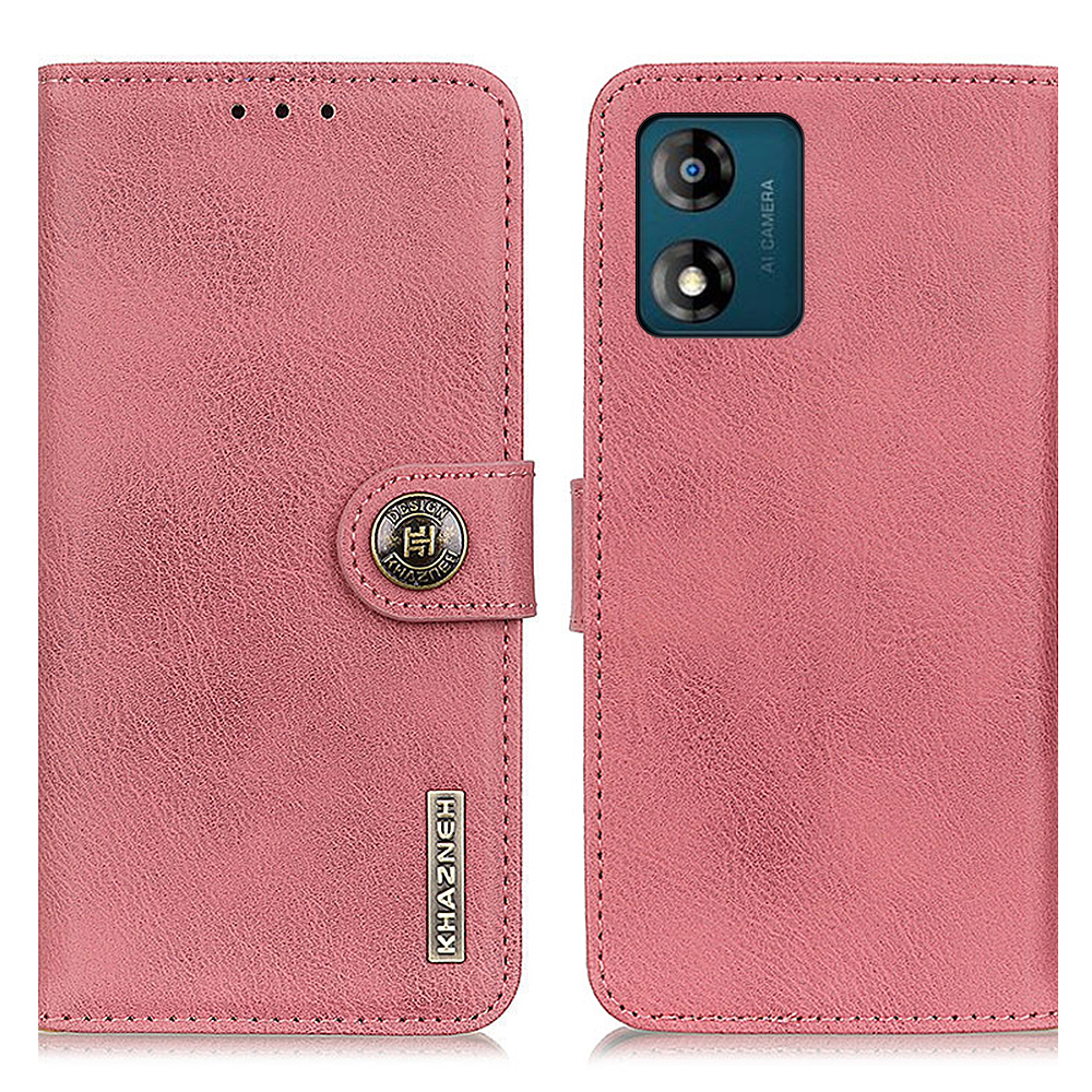 

Khazneh Telefonhülle Für Motorola Moto E13 4g, Flip Leder Cowhide Textur Wallet Stand Anti-fall-fall-handyabdeckung - Rosa, Motorola Moto E13 4G