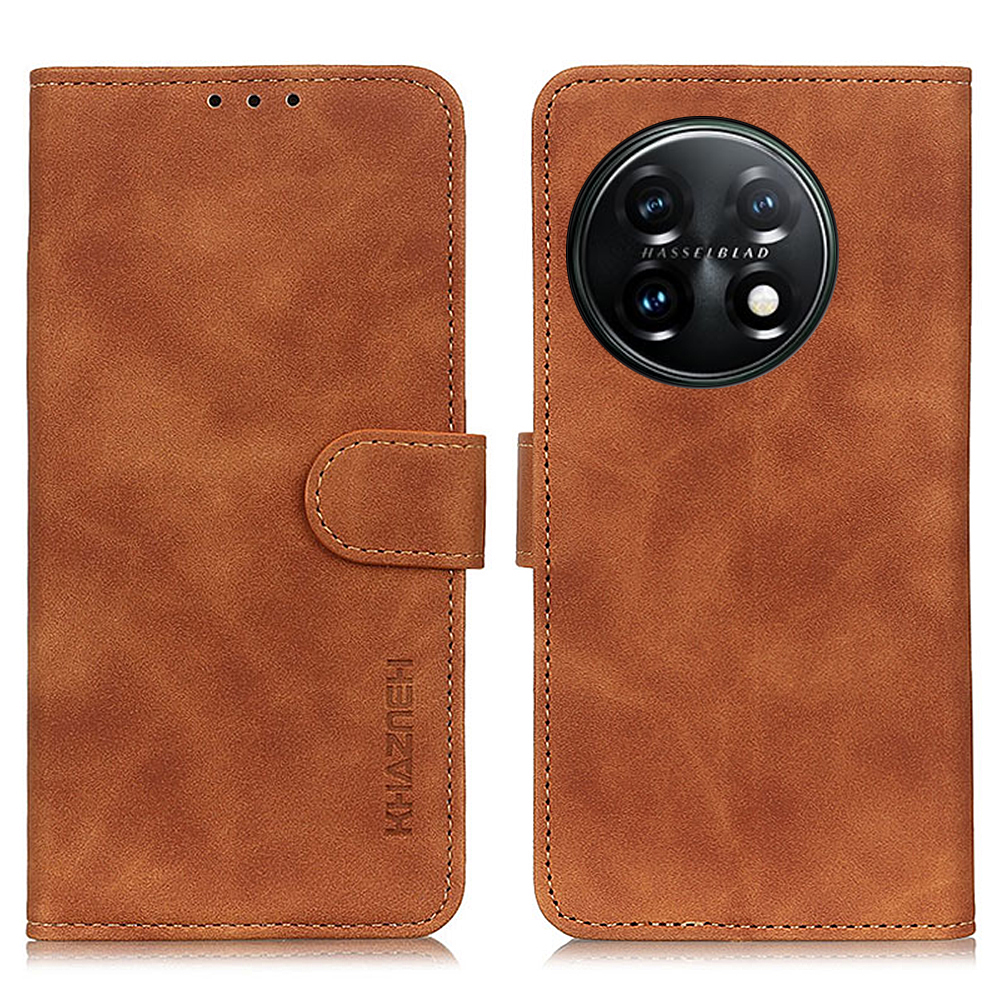 

Khazneh Für OnePlus 11 5G Leder Telefonhülle Retro Textur Anti-fall-telefonabdeckung Mit Brieftaschenstand - Braun, OnePlus 11 5G