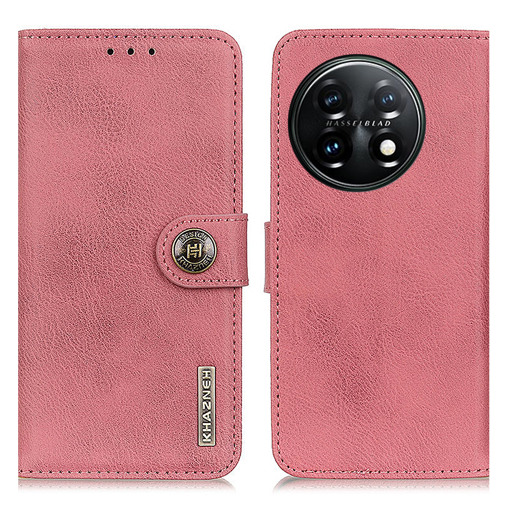 

Khazneh Schutzhülle Für OnePlus 11 5g, Flip Leder Cowide Textur Schockdelie -telefonabdeckung Mit Brieftaschenständer - Rosa, OnePlus 11 5G