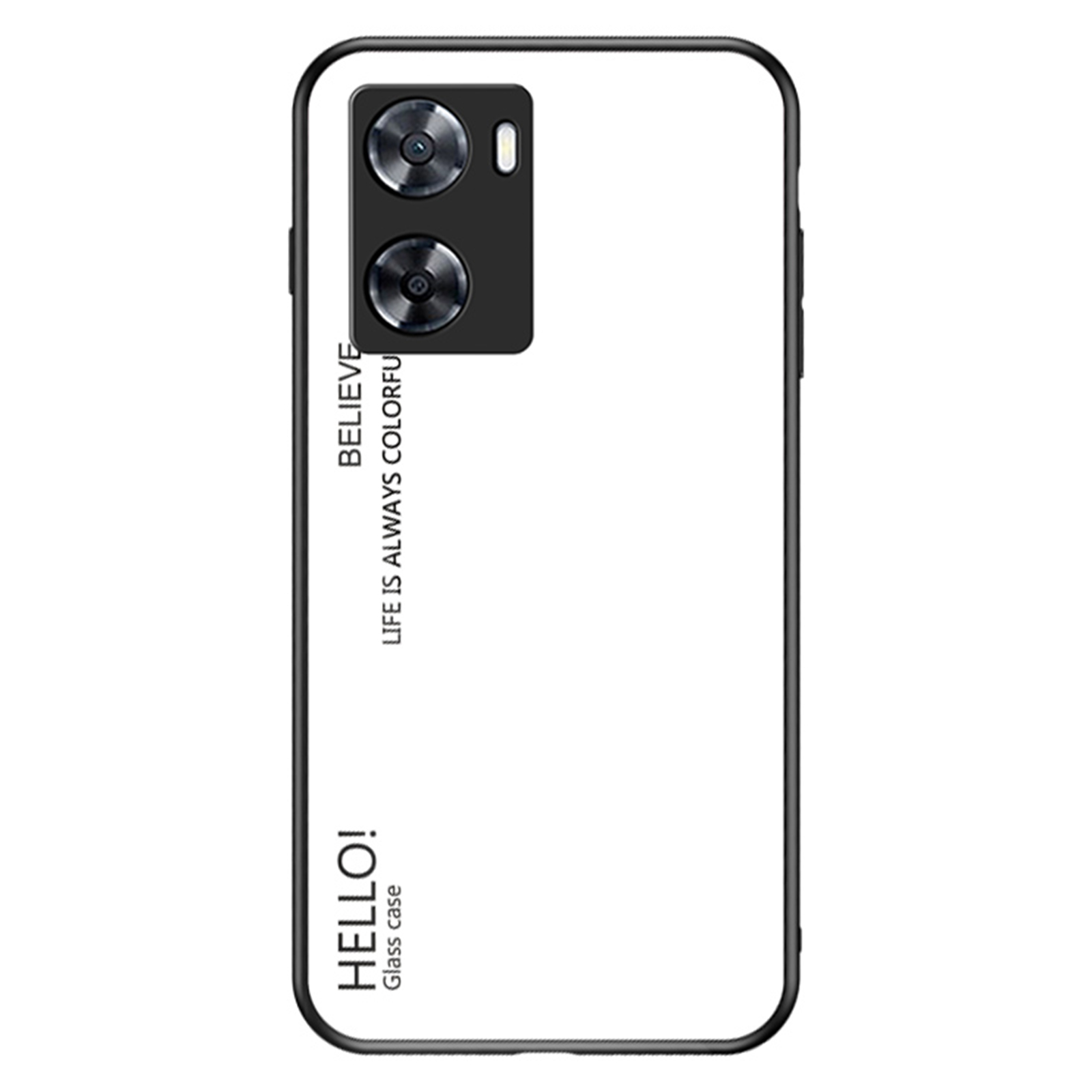 

Für Oppo A57s 4G / A57 4G Gradienten Temperiertes Glasfassken, PC+TPU Schocksicheres Schutzabdeckung - Weiss, Oppo A57s 4G