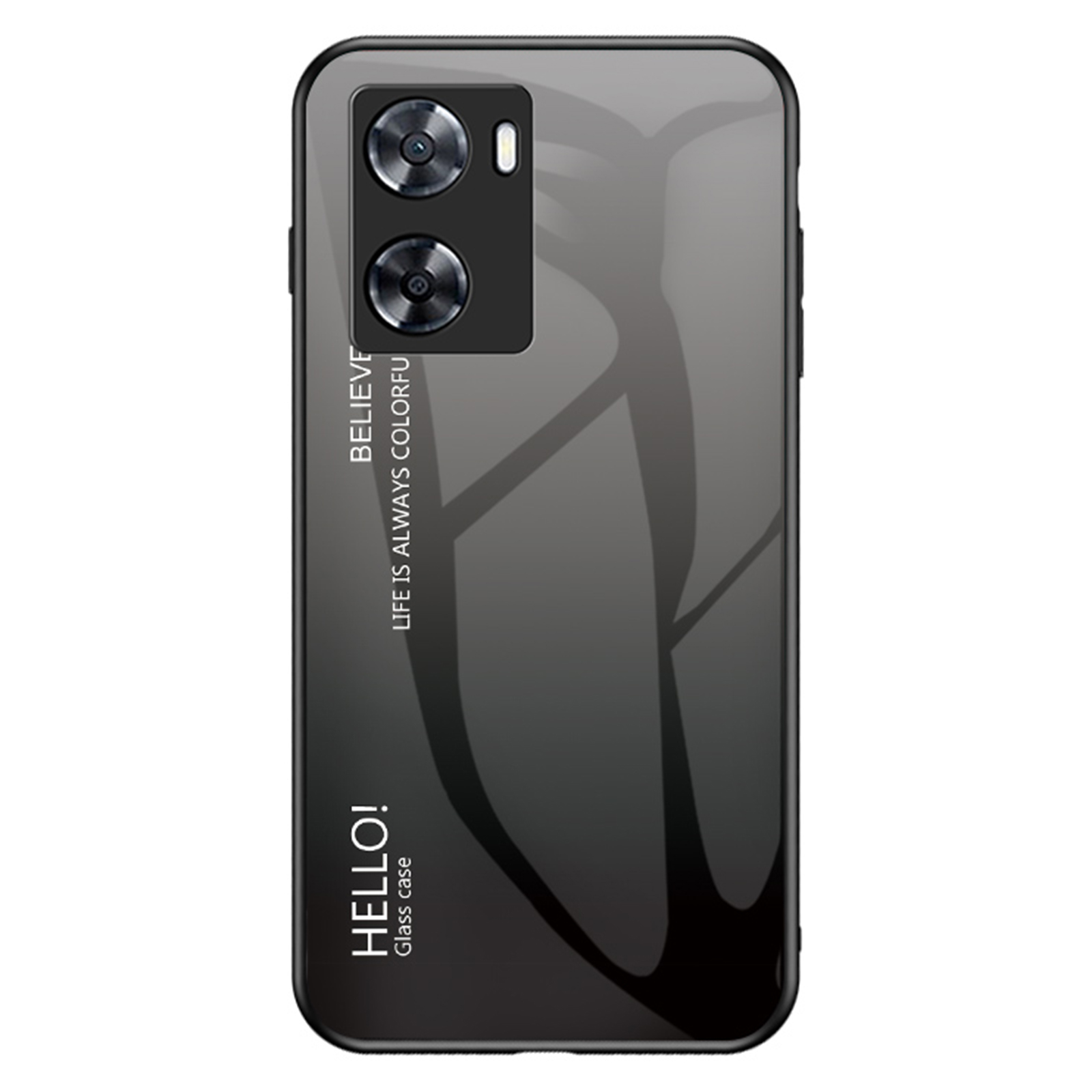 

Für Oppo A57s 4G / A57 4G Gradienten Temperiertes Glasfassken, PC+TPU Schocksicheres Schutzabdeckung - Gradientenschwarzgrau, Oppo A57s 4G