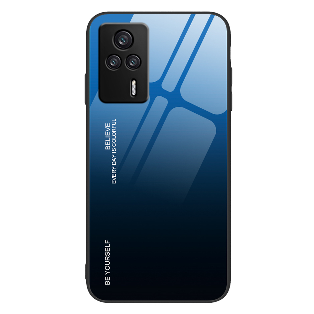 

Gradientenfarbe Phone Hülle Für Xiaomi Redmi K60E 5g, Hard -temperature + PC Back TPU -dropschutzabdeckung - Blau / Schwarz, Xiaomi Redmi K60E 5G