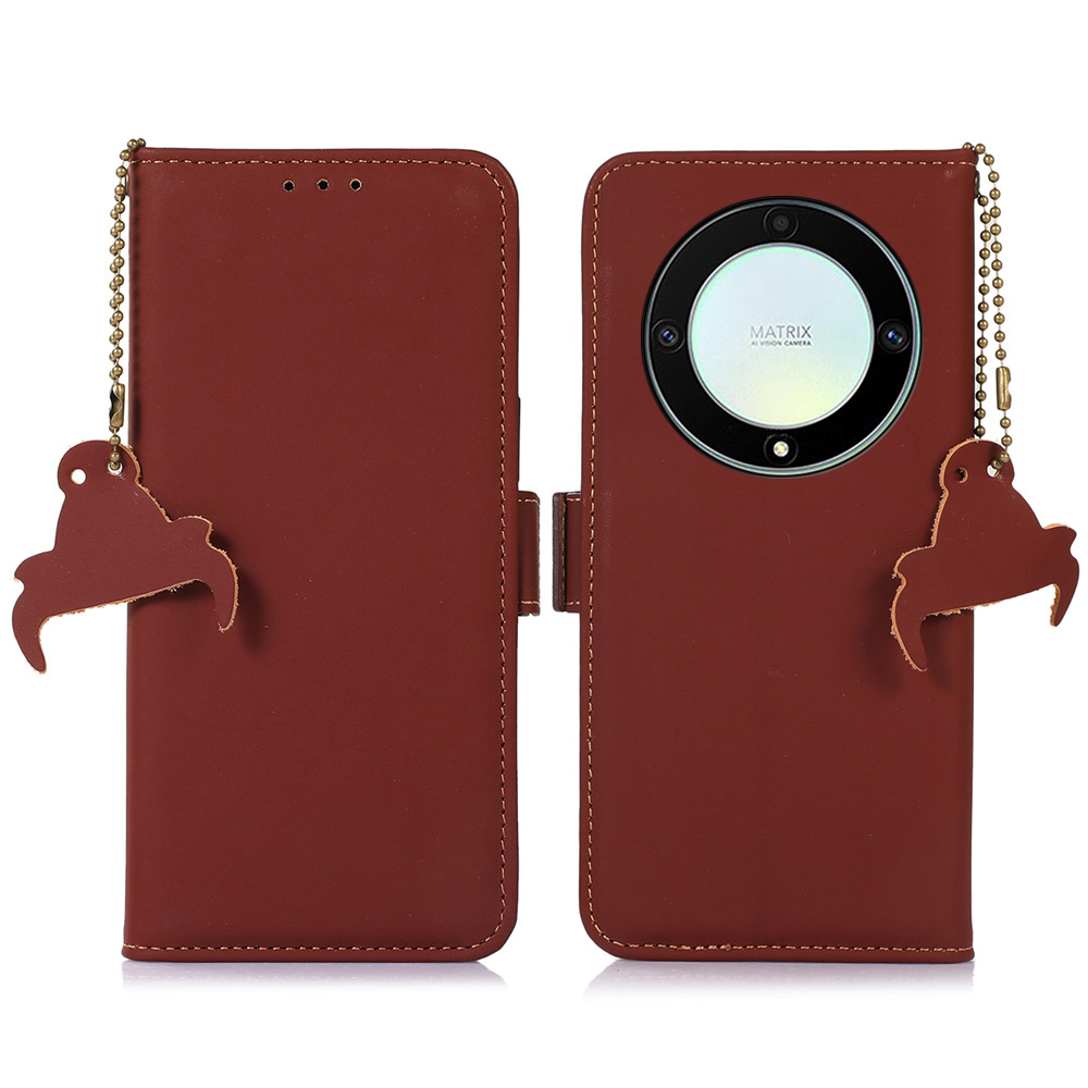 

Schocksicheres Telefongehäuse Für Ehren X9a 5g / X40 5g Echter Kuhleder -ständer RFID Blockierende Telefon Flip Wallet Wallet Abdeckung - Kaffee, Honor X9a 5G