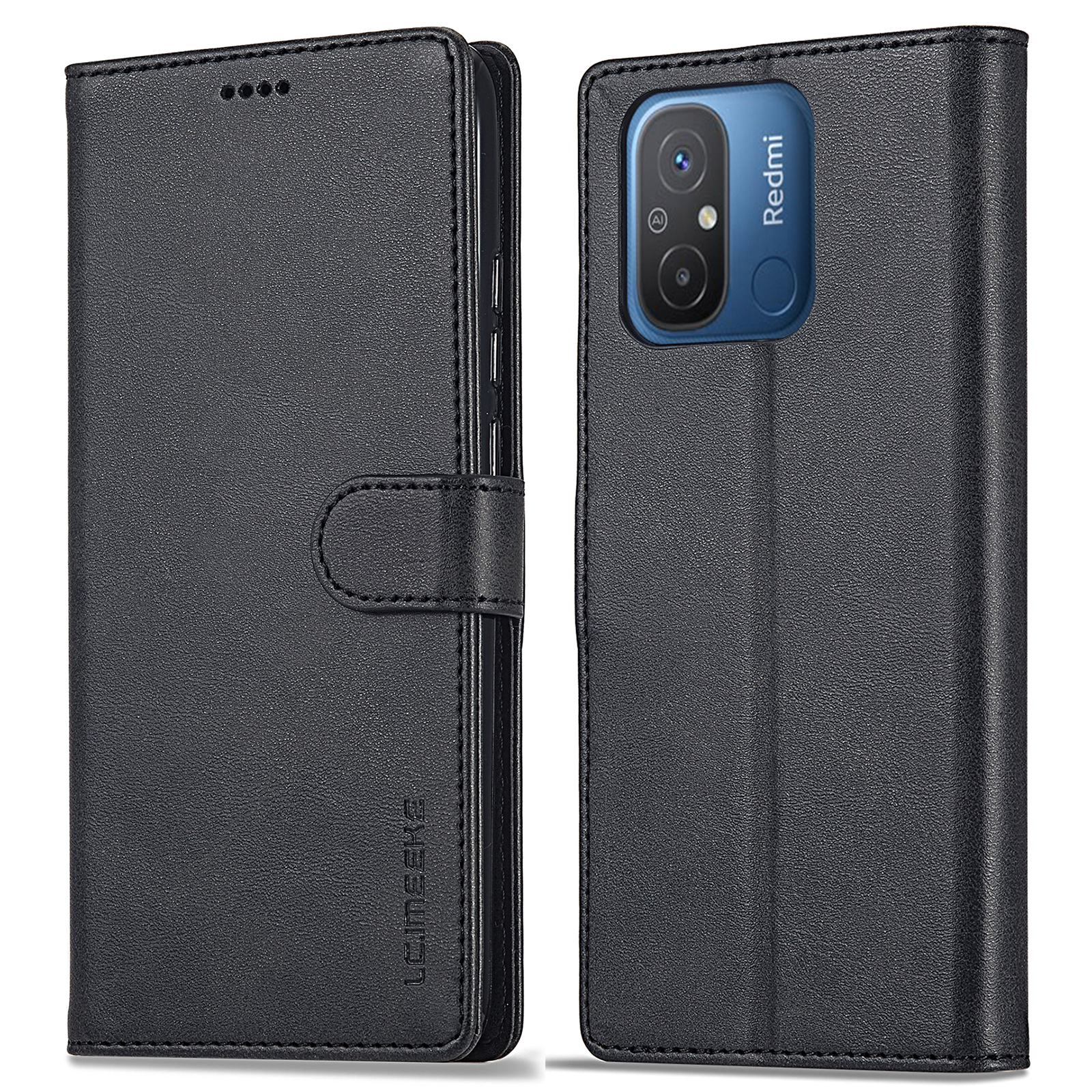 

Lc. Imeeke Für Xiaomi Redmi 12c 4g / 11a 4G Drop-proof-telefonhülle Kälbertextur Brieftasche Leder Handyabdeckung - Schwarz, Xiaomi Redmi 12C 4G