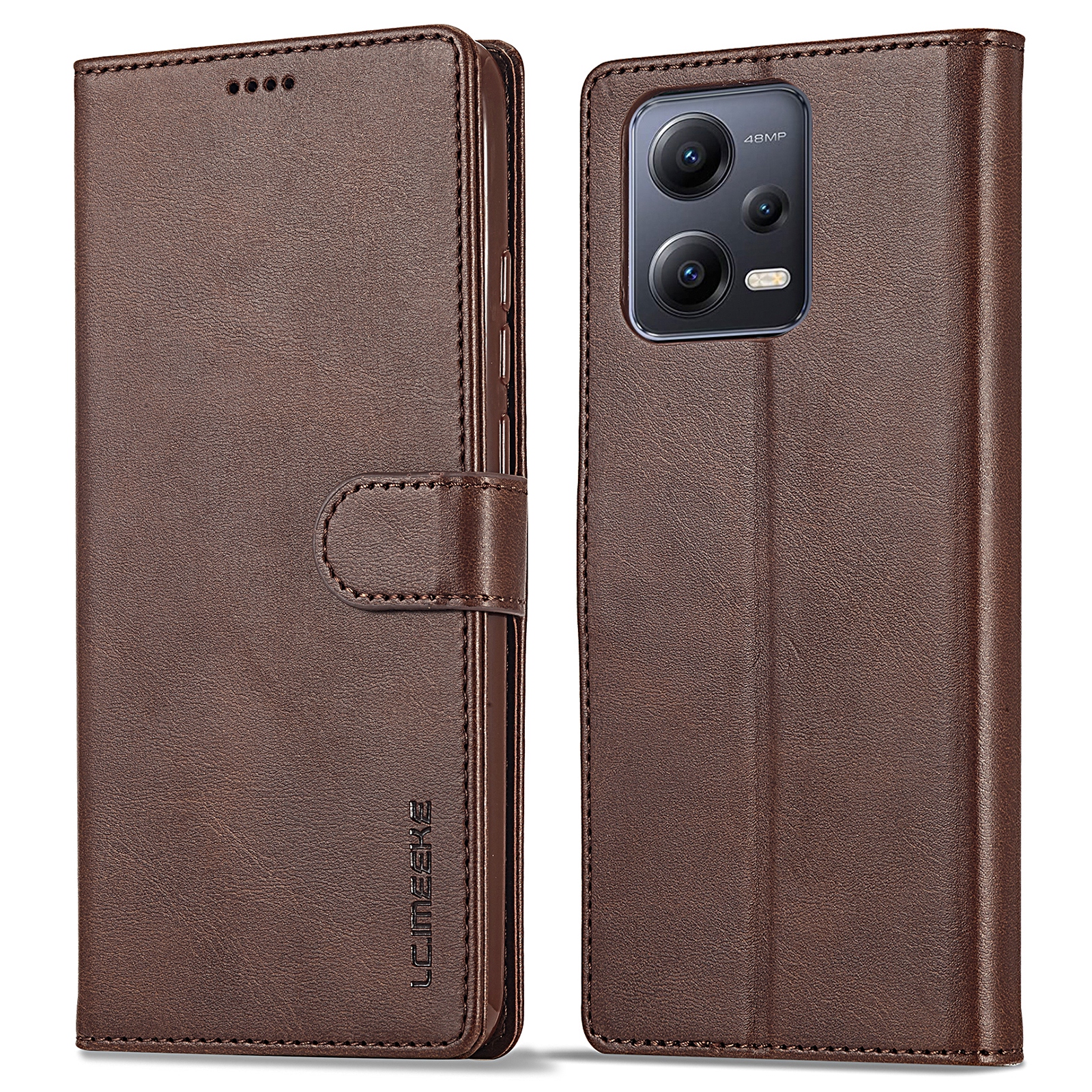 

Lc. Imeeke Leder Telefonhülle Für Xiaomi Redmi Note 12 5g / 12 5G (China) / Poco X5 5g, Kalbstextur-brieftasche Anti-fall-telefonabdeckung - Braun, Xiaomi Redmi Note 12 5G (India)