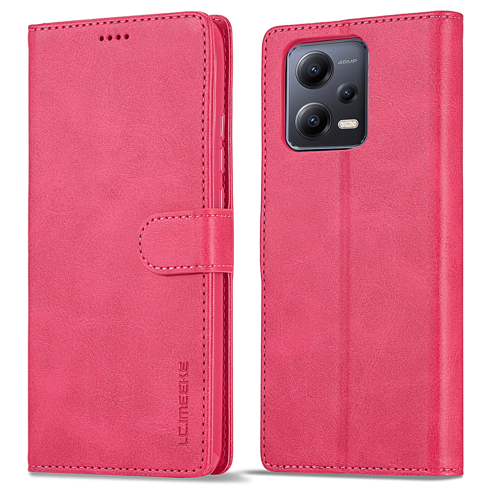 

Lc. Imeeke Leder Telefonhülle Für Xiaomi Redmi Note 12 5g / 12 5G (China) / Poco X5 5g, Kalbstextur-brieftasche Anti-fall-telefonabdeckung - Rosa, Xiaomi Redmi Note 12 5G (India)