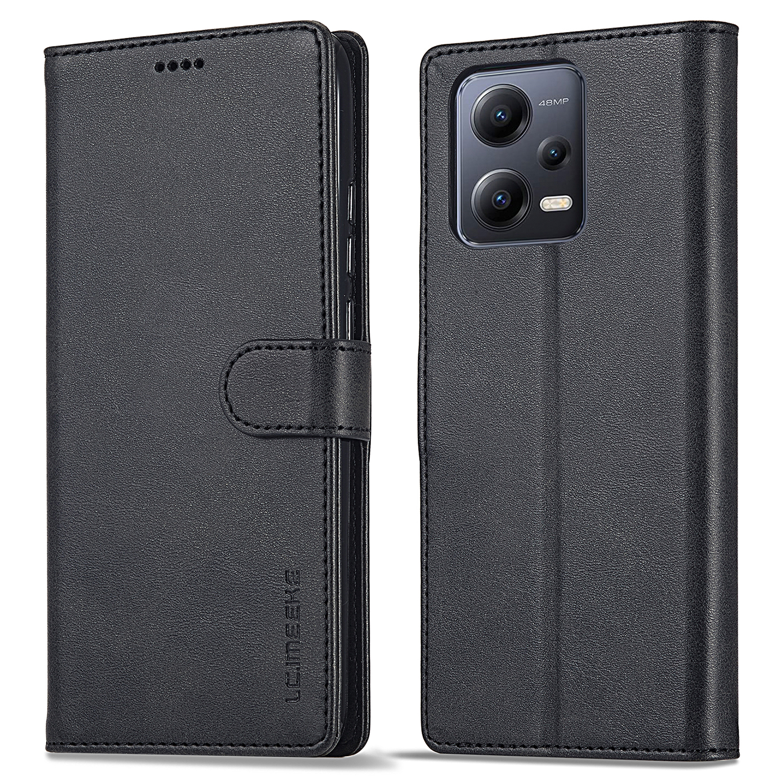 

Lc. Imaeke Für Xiaomi Redmi Note 12 Pro+ 5G Schutzhülle Wälte Textur Brieftasche Leder Anti-fall-fall Telefonabdeckung - Schwarz, Xiaomi Redmi Note 12 Pro+ 5G