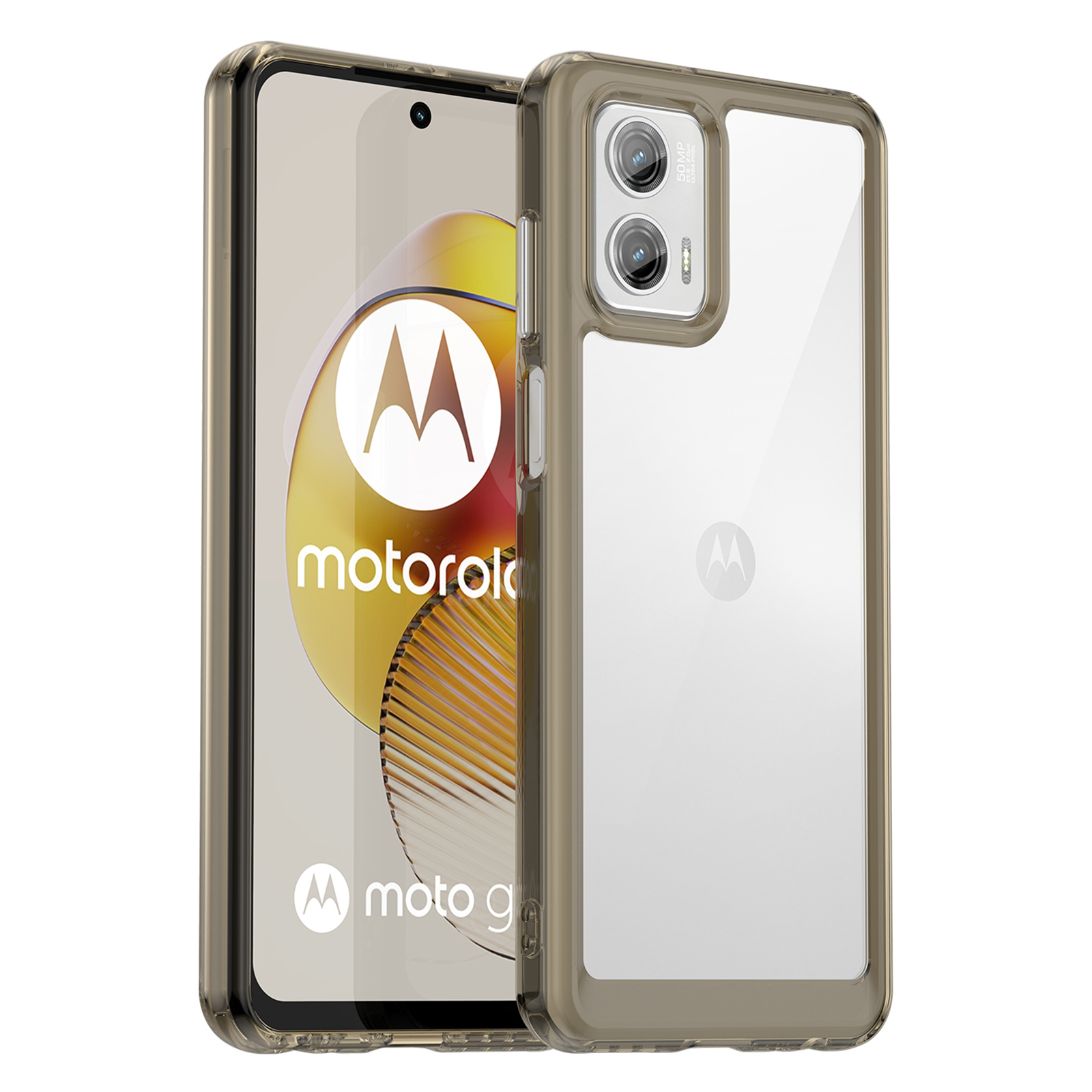 

Für Motorola Moto G73 5G Schock-absorbierende TPU + Acryl-telefonhülle Schutz Zurück - Transparent Grau, Motorola Moto G73 5G