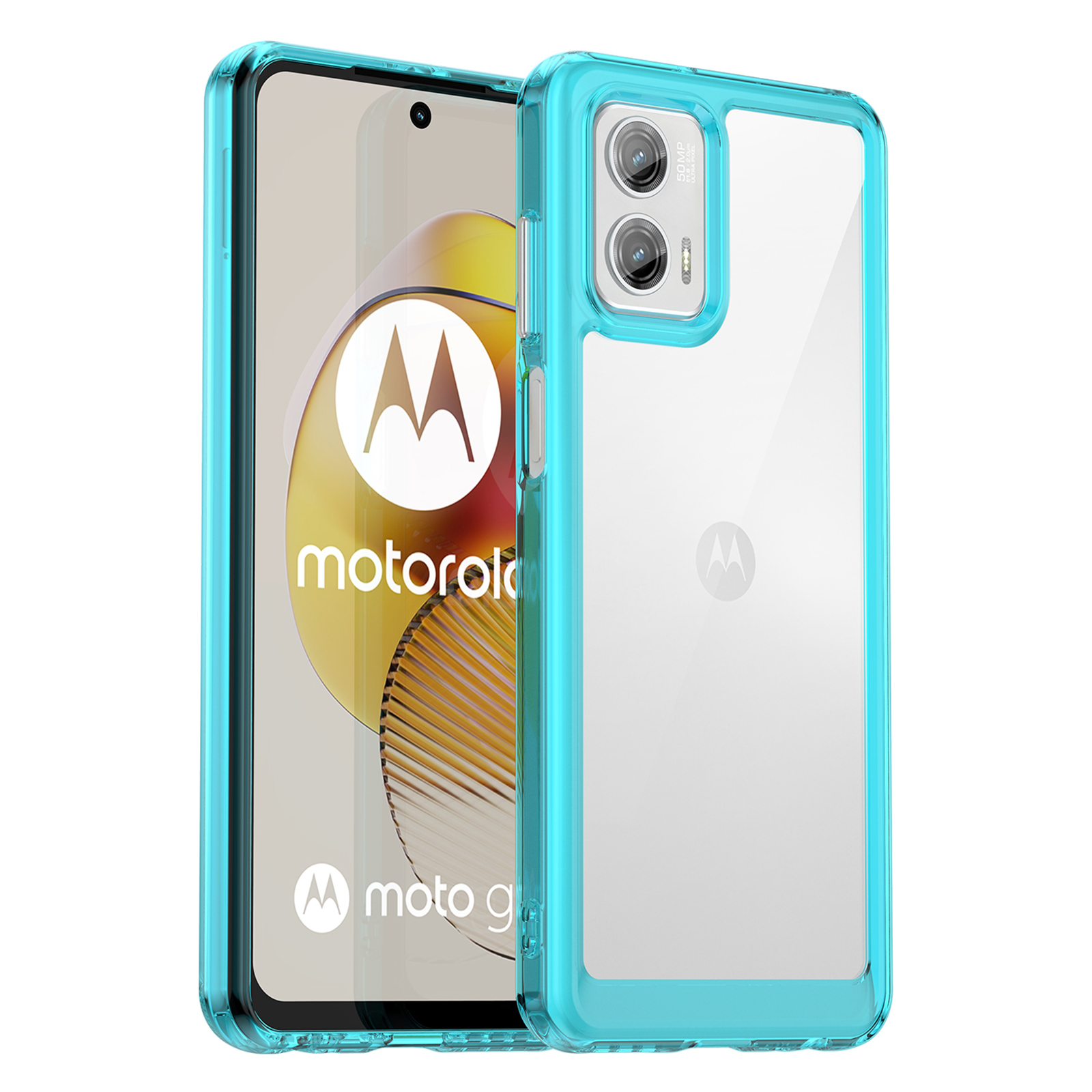 

Für Motorola Moto G73 5G Schock-absorbierende TPU + Acryl-telefonhülle Schutz Zurück - Transparent Blau, Motorola Moto G73 5G
