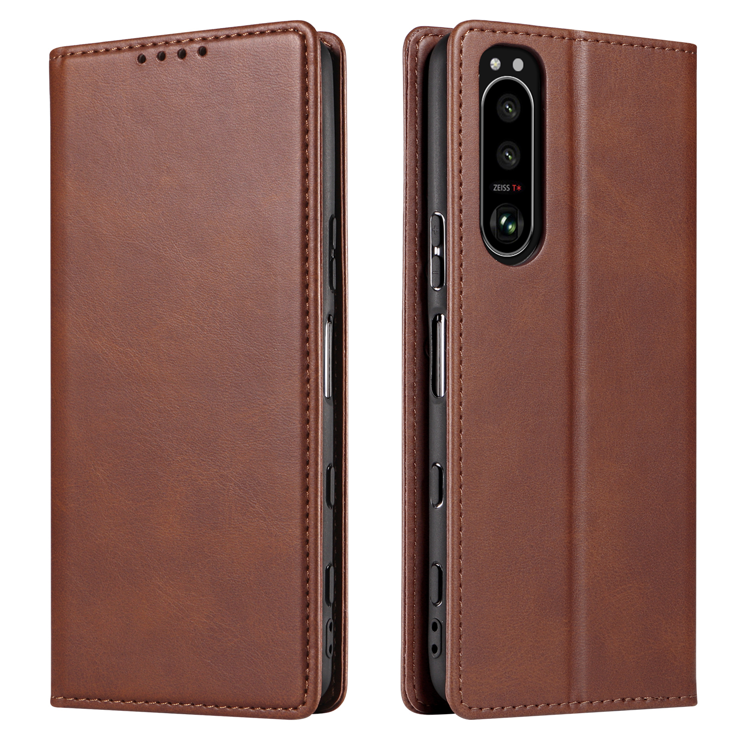 

Für Sony Xperia 5 III 5G Full Protection Phone Case Business Style Starker Magnetstand Wallet Flip Lederabdeckung - Braun, Xperia 5 III 5G