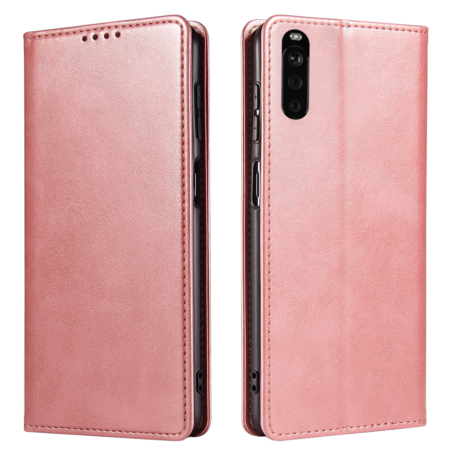 

Für Sony Xperia 10 III 5G / Xperia 10 III Lite PU Leder Business Phone Hülle Wallet Stand Magnetic Absorption Flip Cover - Roségold, Xperia 10 III 5G