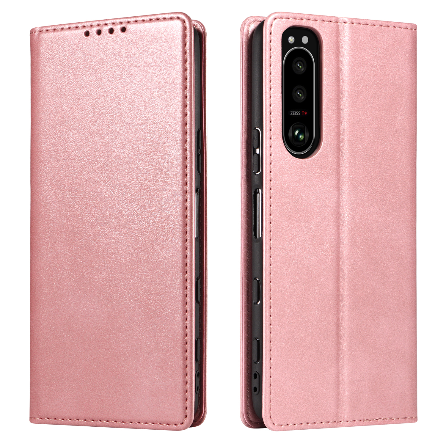 

PU Leather Telefonhülle Für Sony Xperia 5 Ii, Business Style Flip Wallet Stand Schockdetreffer Mobiltelefonabdeckung - Roségold, Xperia 5 II