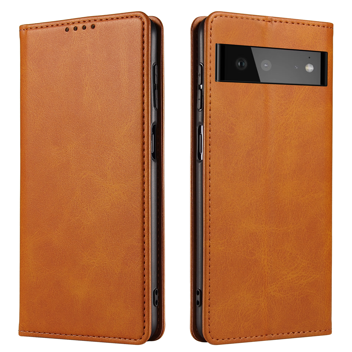 

Telefonhülle Für Google Pixel 6, PU Leather Business Style Anti-scratch-schutzschutz Mit Brieftaschenstand Telefonschale - Khaki, Google Pixel 6