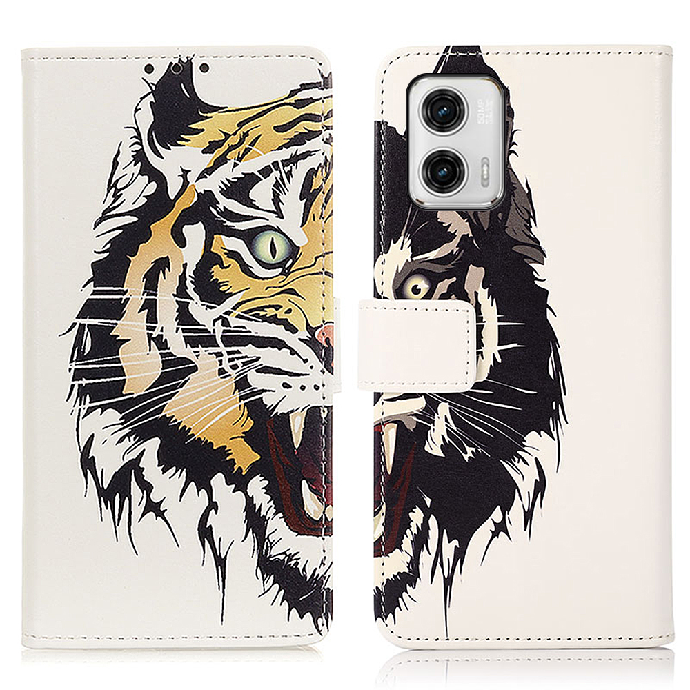

Leder -telefonständer Hülle Für Motorola Moto G73 5G Muster Druckbrieftasche Schutz Telefonabdeckung - Tiger, Motorola Moto G73 5G