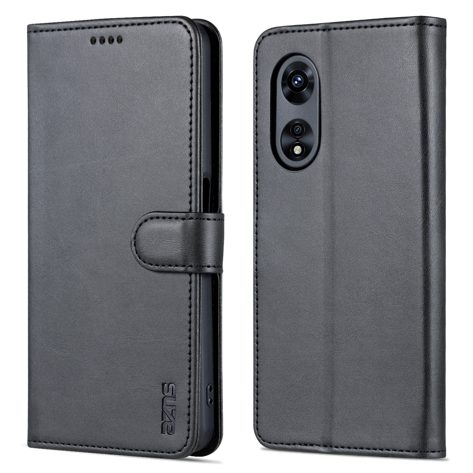 

Azns Für Oppo A58 5G / A58x 5G / A78 5G Kuhlädenstextur Leder Flip Cover Magnetic Stand Wallet Telefonhülle - Schwarz, Oppo A58 5G