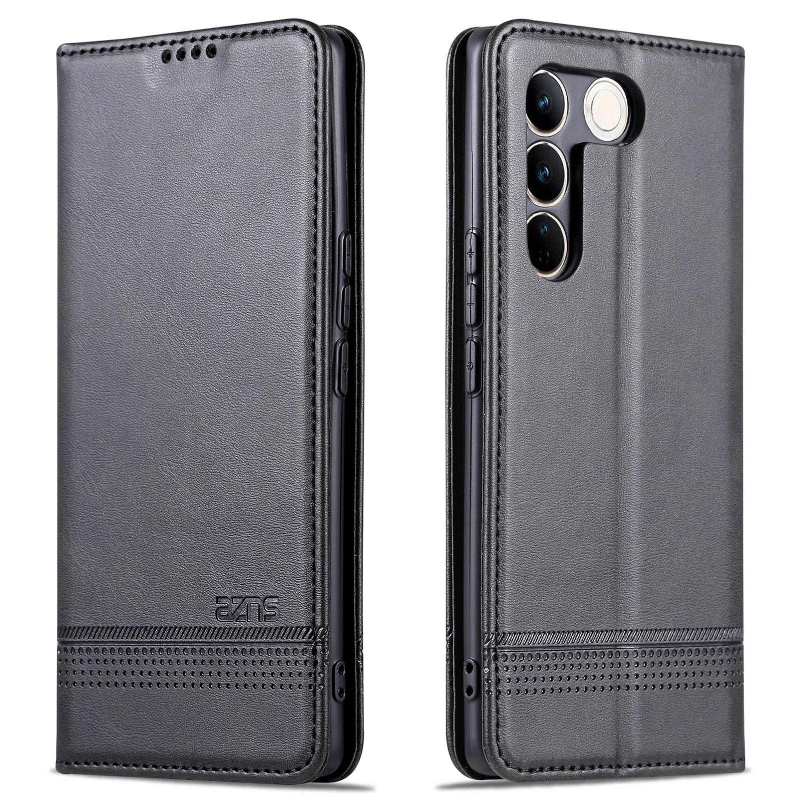 

Azns Für Vivo S16 / S16 Pro Phone Stand Hülle PU Leder Brieftasche Magnetische Telefonabdeckung - Schwarz, vivo S16