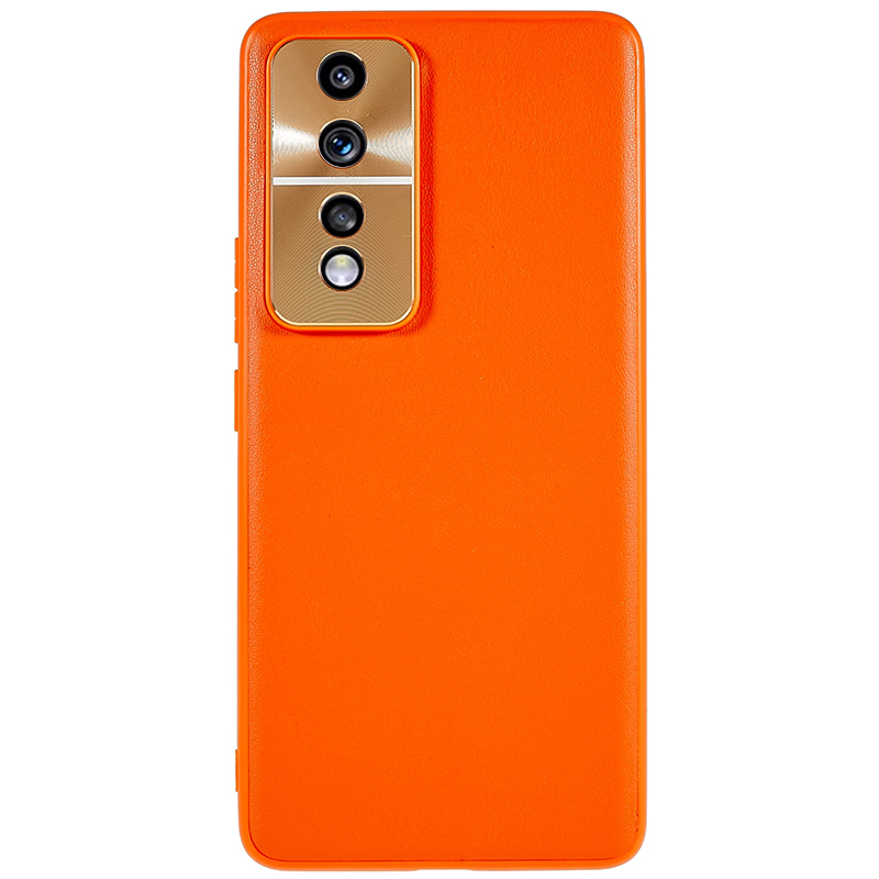 

Für Ehren 80 GT 5G PU Lederbeschichtete TPU + PC Phone Hülle Metalllinsenschutz Schocksicherer Rückseite Abdeckung - Orange, Honor 80 GT 5G