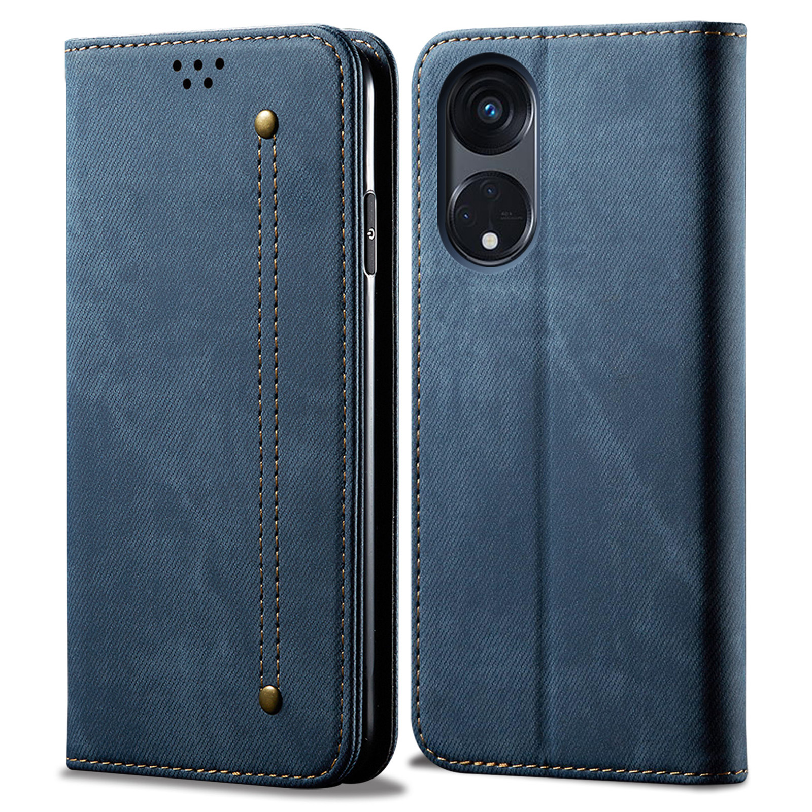 

Telefonkoffer Für Oppo Reno8 T 5G / A1 Pro 5g Jeans Stoff Textur Ständer Brieftasche Leder Telefonabdeckung - Blau, Oppo Reno8 T 5G