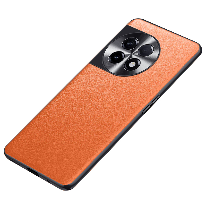 

Für OnePlus Ace 2 5G PU -lederbeschichtete TPU + PC Phone Hülle Metalllinsen Design Schocksicherer Abdeckung - Orange, OnePlus Ace 2 5G