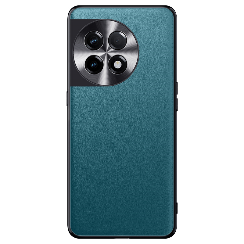 

Für OnePlus 11 5G Pu-lederbeschichtete TPU + PC Nicht-schlupf-hülle Metalllinsen Konstruktion Schutz Telefonabdeckung - Grün, OnePlus 11 5G