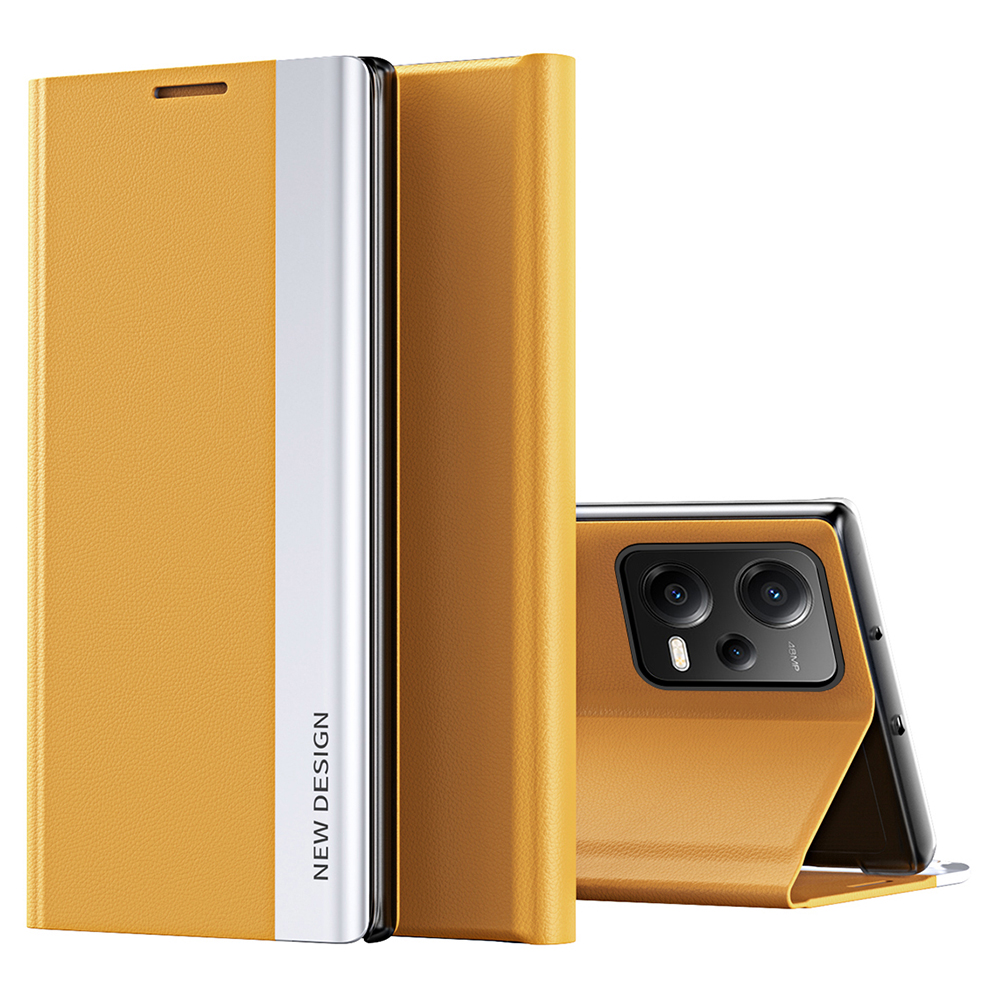 

Für Xiaomi Poco X5 5g / Redmi Anmerkung 12 5G (China) / Hinweis 12 5G Elektroplierende Telefonhülle PU Lederständer Telefonabdeckung - Orange, Xiaomi Poco X5 5G