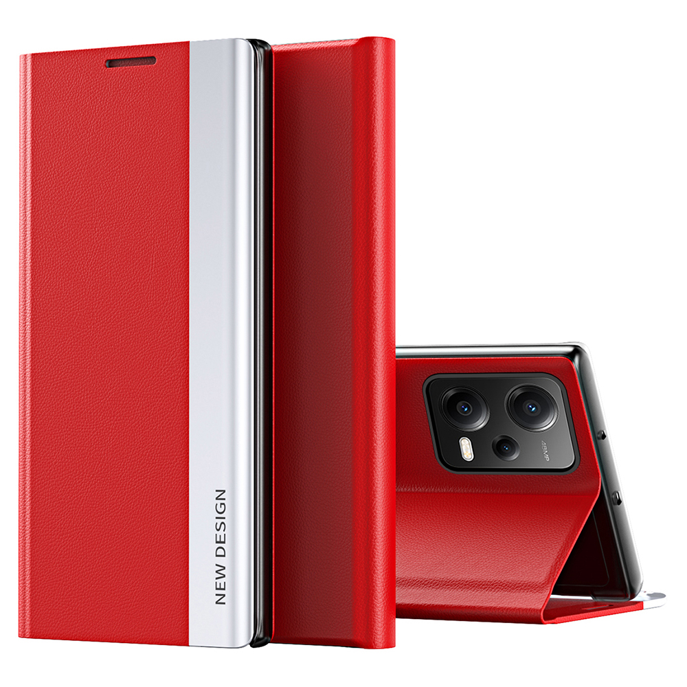 

Für Xiaomi Poco X5 5g / Redmi Anmerkung 12 5G (China) / Hinweis 12 5G Elektroplierende Telefonhülle PU Lederständer Telefonabdeckung - Rot, Xiaomi Poco X5 5G