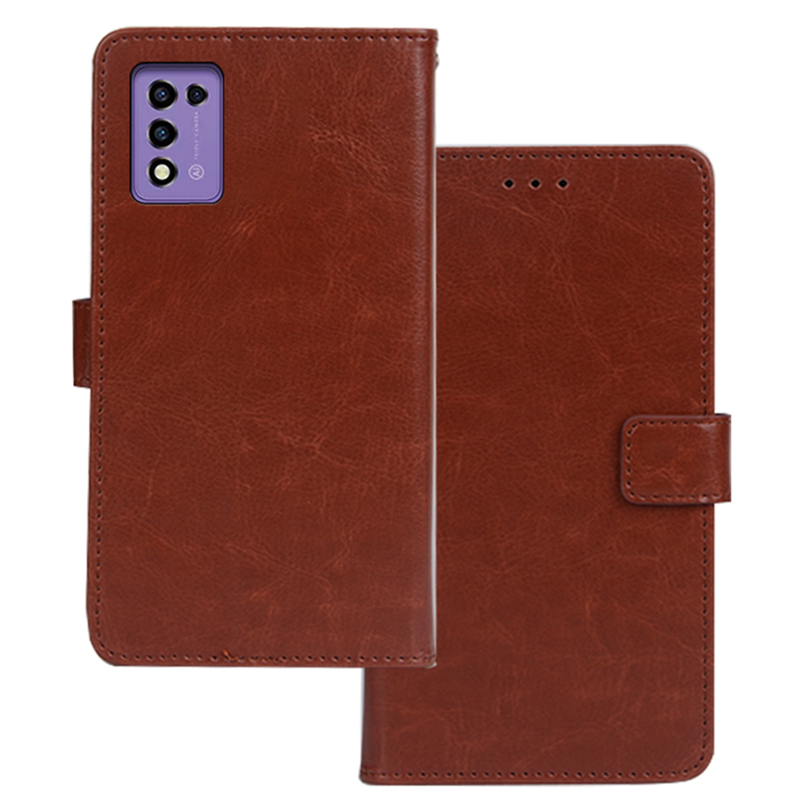 

Idewi Für ZTE Libero 5G III PU Leder Brieftasche Case Crazy Horse Textur Schutzhelfer - Braun, ZTE Libero 5G III