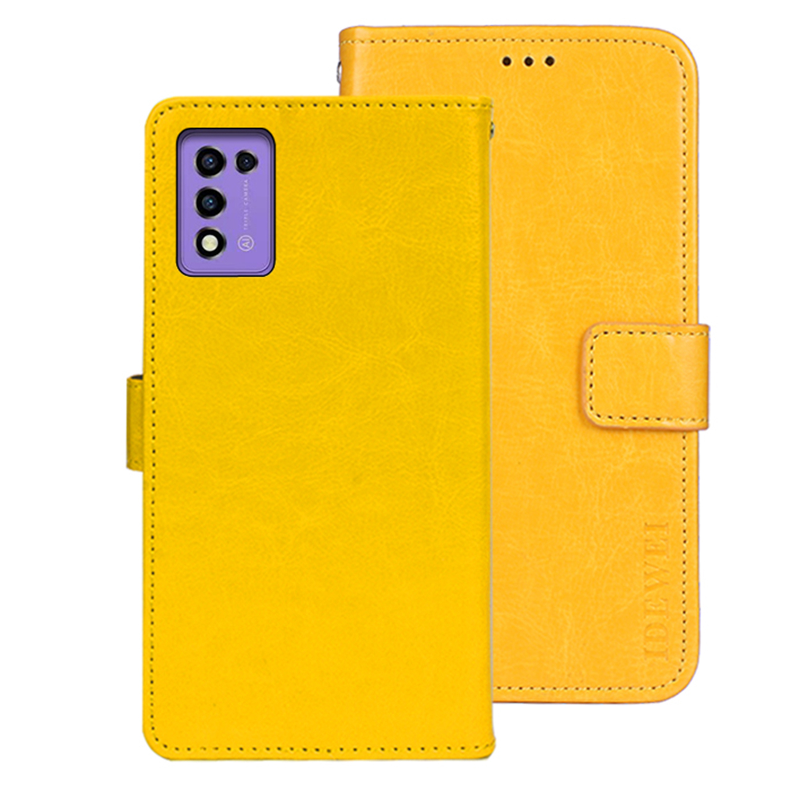 

IDEWEI Für ZTE Libero 5G III Telefon Brieftaschenabdeckung PU Leder Vollschutz Telefonhülle - Gelb, ZTE Libero 5G III