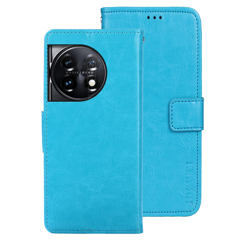 

IDEWEI Für OnePlus 11 5G Ständer Verrückte Pferdetextur Brieftasche Abdeckung Anti-kratzer-pu-leder-telefon Flip Hülle - Himmelblau, OnePlus 11 5G