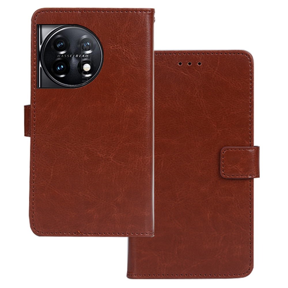 

Idewei Für OnePlus 11 5g Magnetverschluss Brieftaschenhülle Crazy Horse Textur Stand PU Leder Telefonschale - Braun, OnePlus 11 5G
