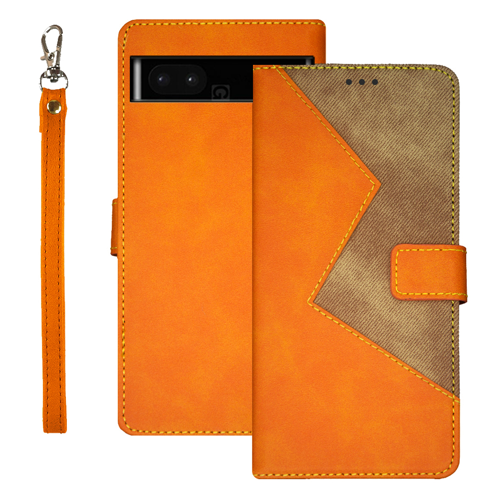 

IDEWEI Leather Phone Hülle Stand Für Google Pixel 7a, Farbspleißschockdelefonabdeckung Mit Kartenhalter - Gelb, Google Pixel 7a