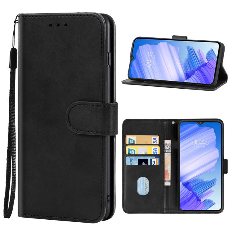 

Für Tecno Pop 5 LTE 4G Phone Leder Hülle Wade Textur Brieftasche Mobiltelefonabdeckung Mit Riemen - Schwarz, Tecno Pop 5 LTE 4G