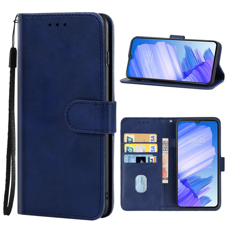 

Für Tecno Pop 5 LTE 4G Phone Leder Hülle Wade Textur Brieftasche Mobiltelefonabdeckung Mit Riemen - Blau, Tecno Pop 5 LTE 4G