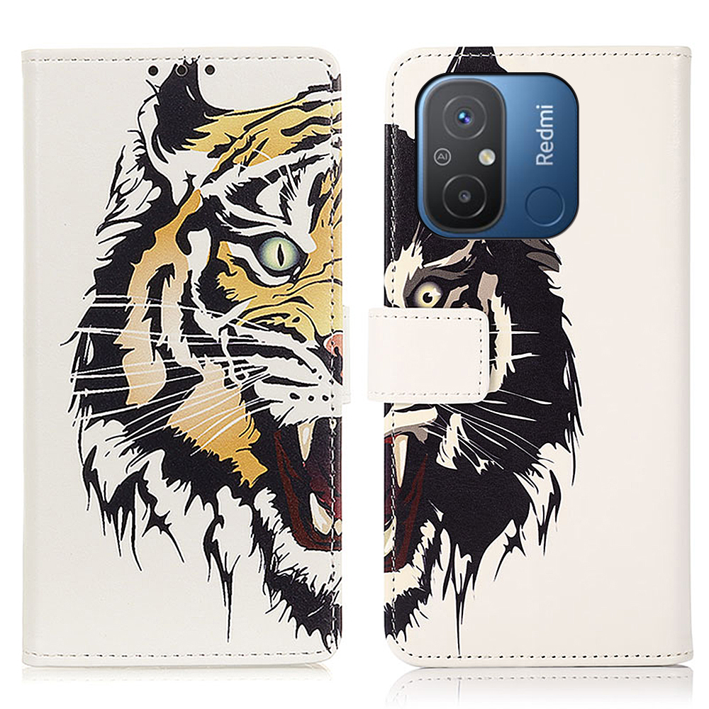

Telefonkoffer Für Xiaomi Redmi 12c 4g / 11a 4G Muster Druckbrieftasche Ständer Anti-kratzer-leder-telefonabdeckung - Tiger, Xiaomi Redmi 12C 4G
