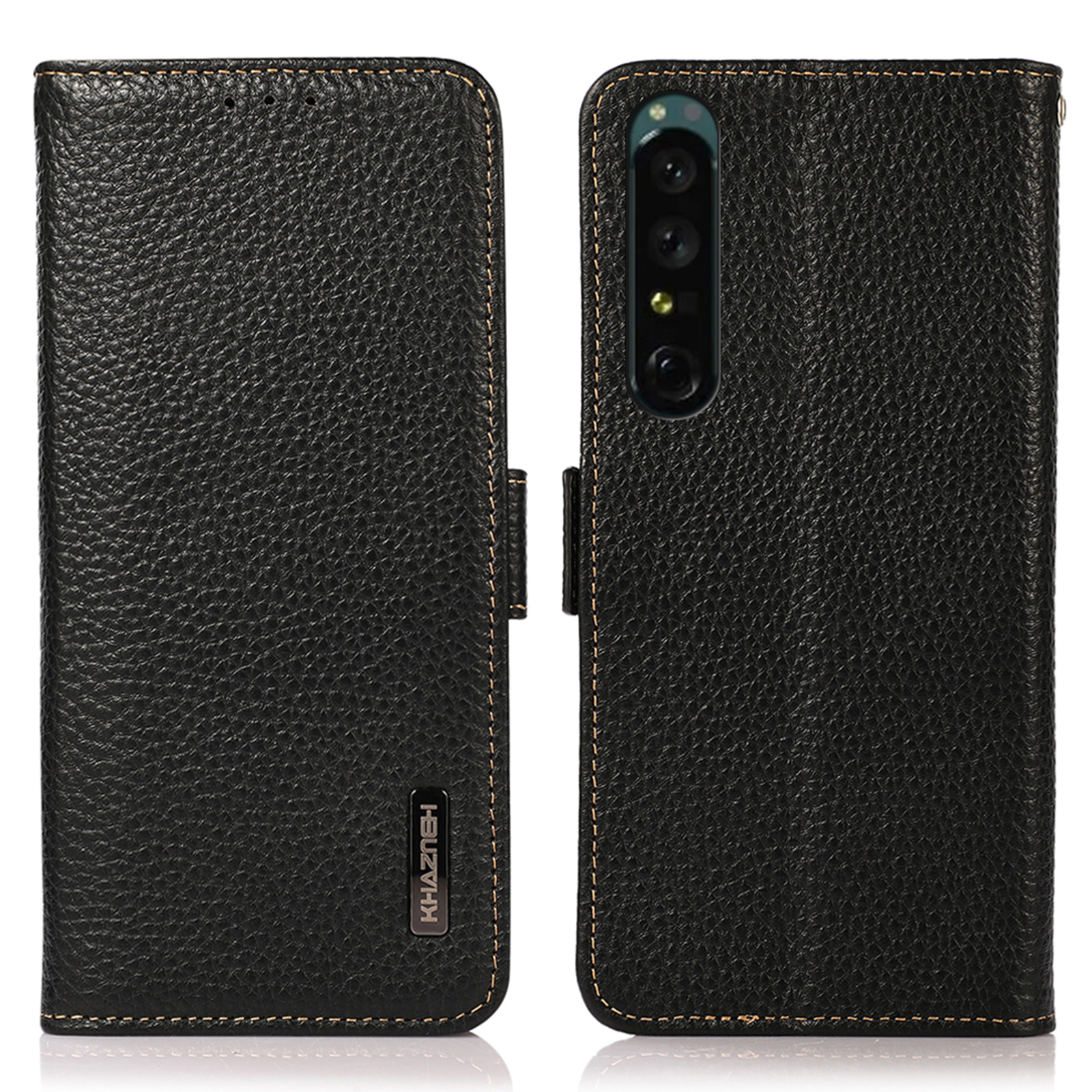 

Khazneh Für Sony Xperia 1 V Echtes Leder-telefonhülle RFID Blockierende Anti-kratzer-flip-cover-standballer - Schwarz, Sony Xperia 1 V