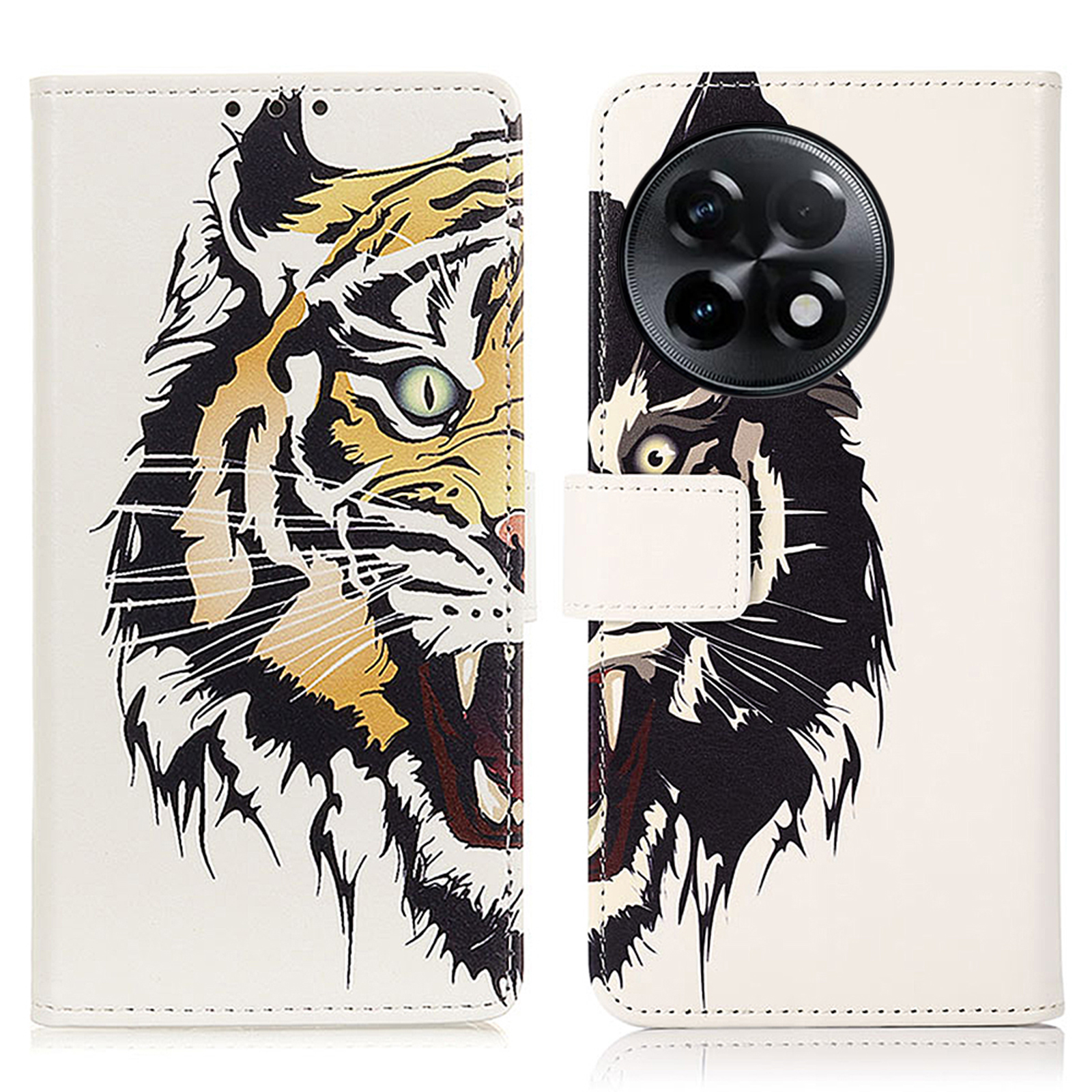 

Für OnePlus Ace 2 5G Muster Druckphase Case Wallet Stand PU Leder Schutz Telefonabdeckung - Tiger, OnePlus Ace 2 5G