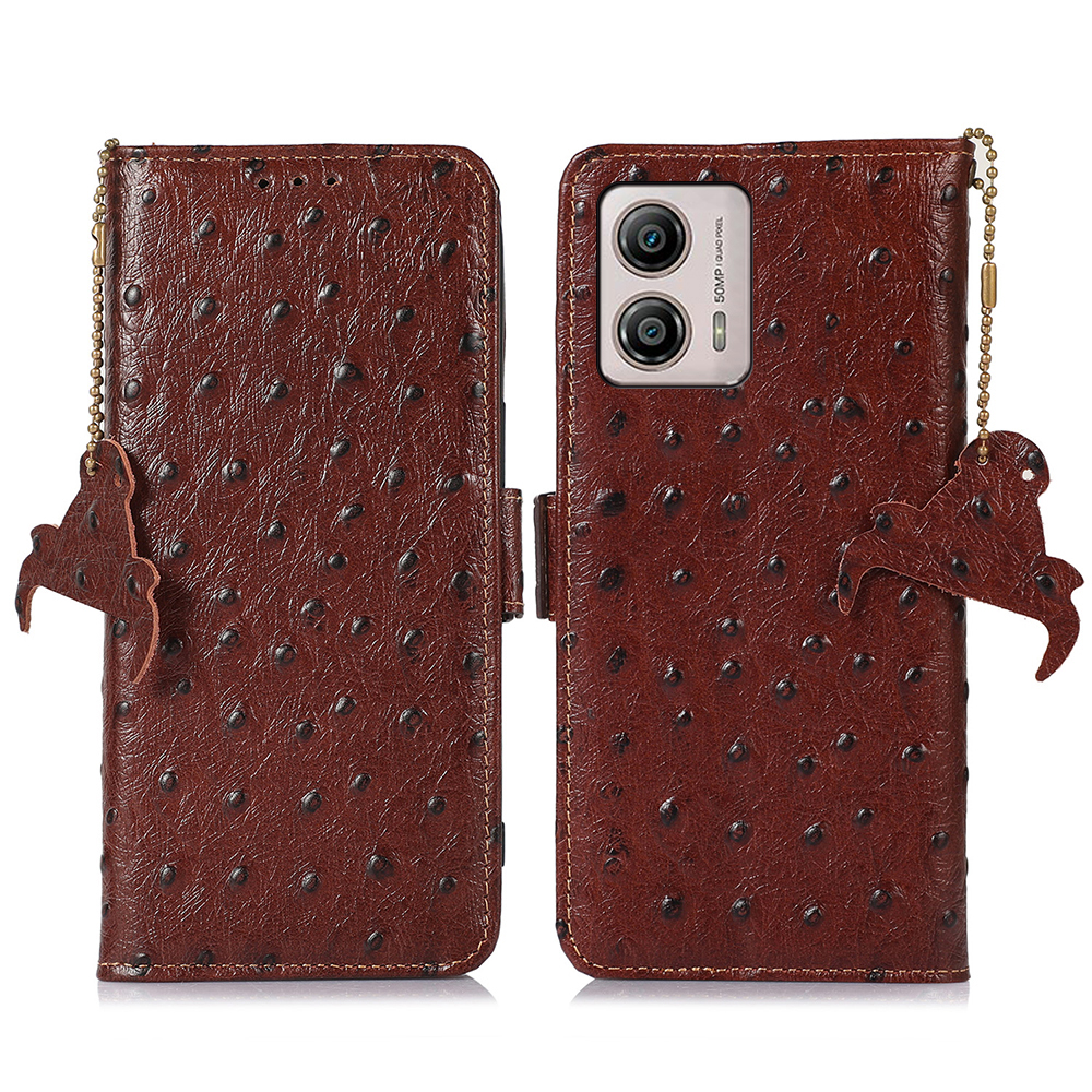 

Anti-drop-telefonabdeckung Für Motorola Moto G73 5G RFID Blockieren Der Echten Leder-telefonhülle Mit Stand Wallet - Kaffee, Motorola Moto G73 5G