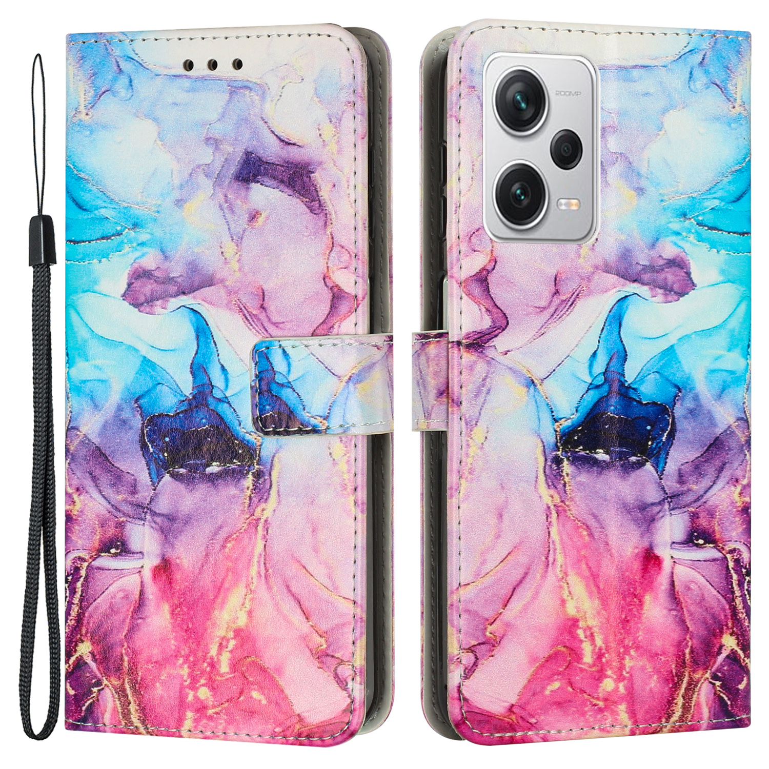 

Für Xiaomi Redmi Note 12 Pro+ 5g / Hinweis 12 Explorer 5G Leder Telefonhülle Marmormuster Brieftasche Flip Abdeckung - Rosa / Lila, Xiaomi Redmi Note 12 Pro+ 5G