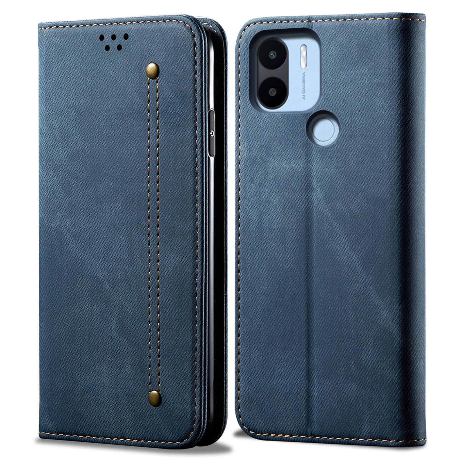 

Für Xiaomi Poco C50 4G Jeans Stoff Texture Telefon Hülle Brieftasche Lederschockdelie Telefonabdeckung - Blau, Xiaomi Poco C50 4G
