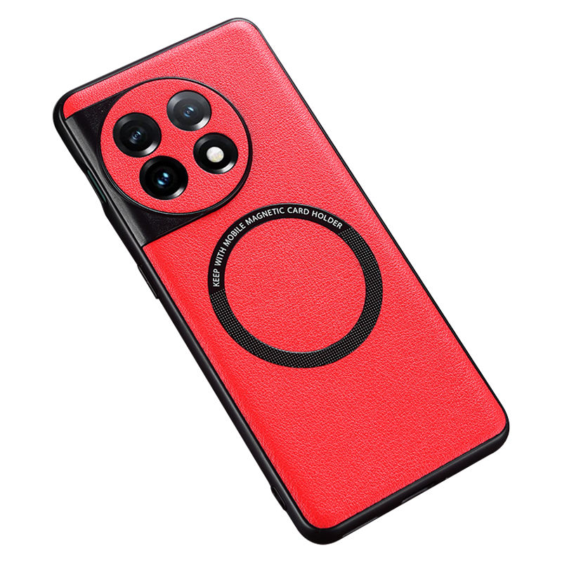 

Magnetische Telefonhülle Für OnePlus 11 5g, PU -lederbeschichtete TPU + PC -elektroplierabdeckung - Rot, OnePlus 11 5G