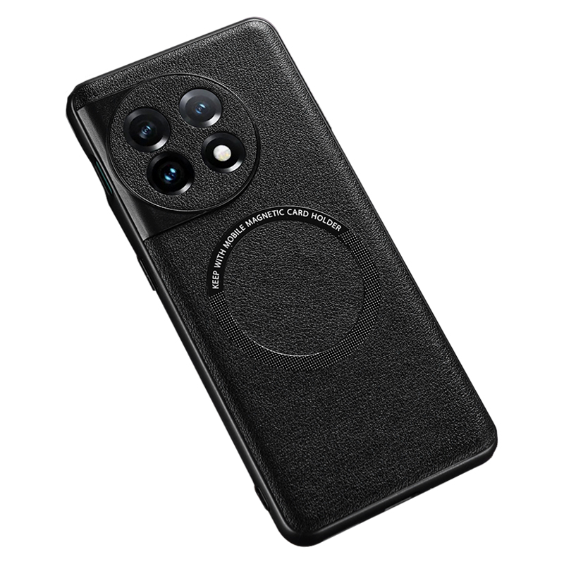 

Magnetische Telefonhülle Für OnePlus 11 5g, PU -lederbeschichtete TPU + PC -elektroplierabdeckung - Schwarz, OnePlus 11 5G