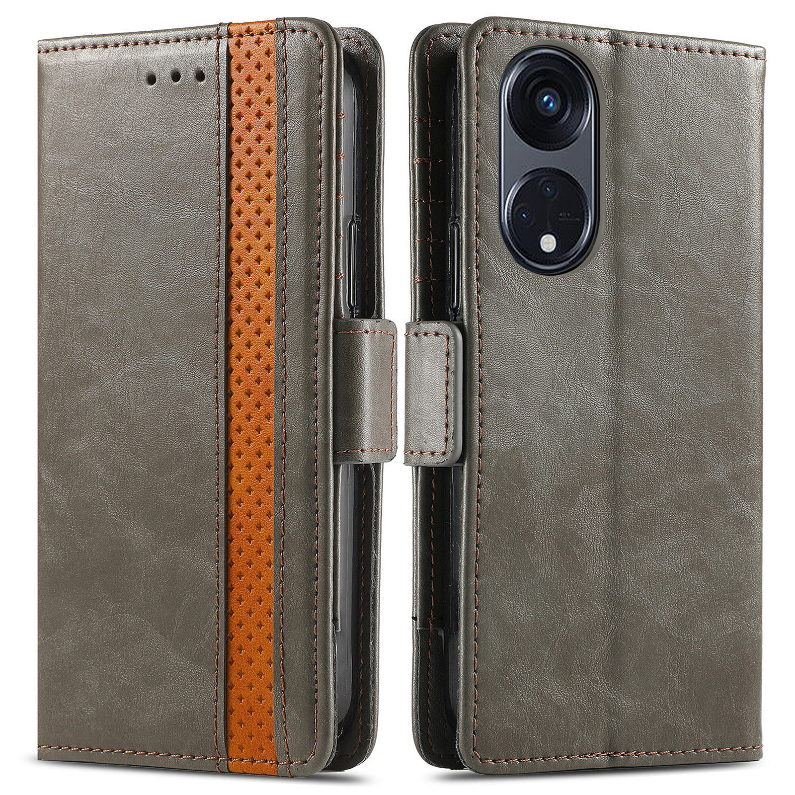 

Caseneo 002 Serie Telefonkoffer Für Oppo Reno8 T 5g / A1 Pro 5g, PU -leder -brieftasche -abdeckung Spleißen - Grau, Oppo Reno8 T 5G