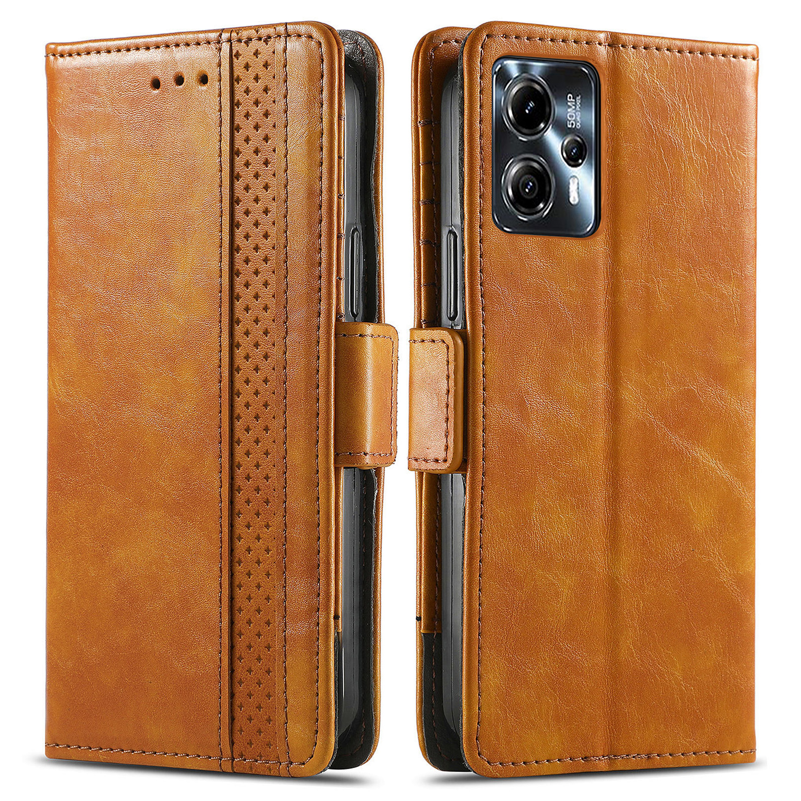 

Caseneo 002 -serie Für Motorola Moto G23 4G / G13 4G Wallet Hülle Pu-leder-anti-fall-standabdeckung - Hellbraun, Motorola Moto G23 4G